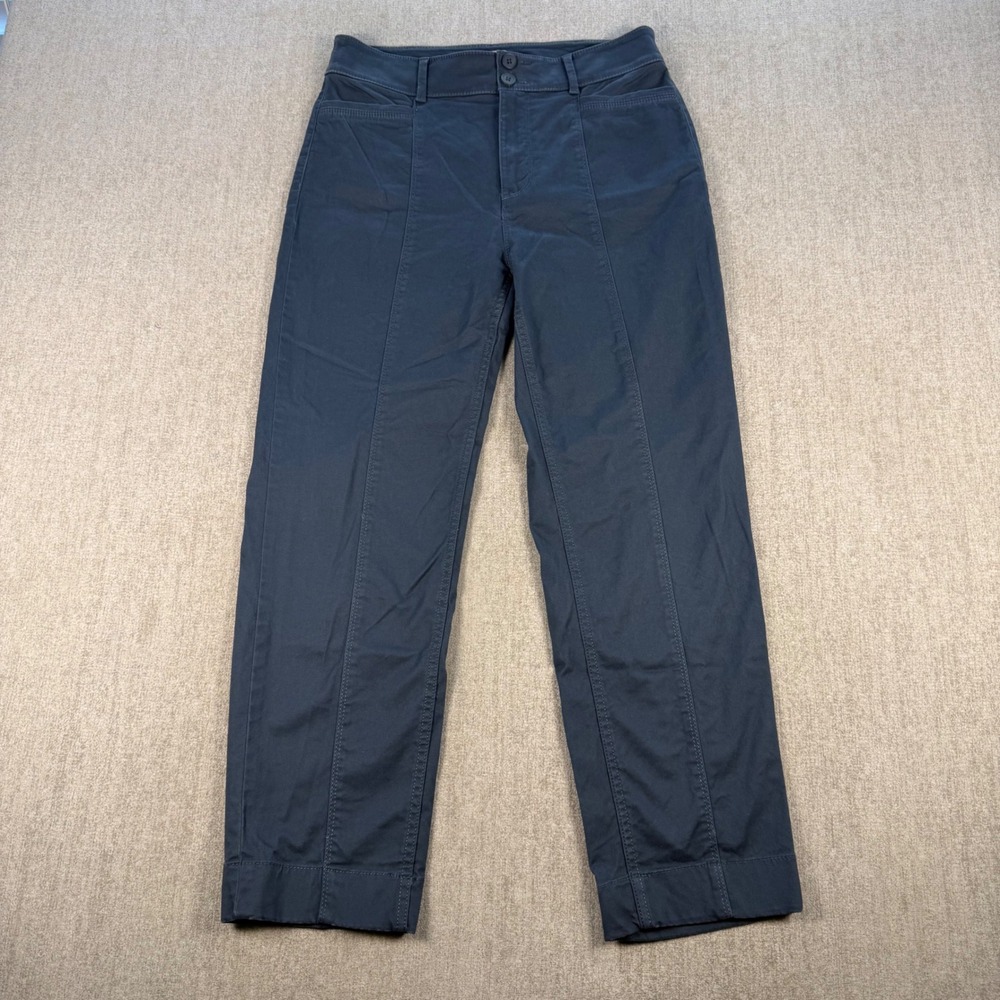 Loft Outlet Pants Womens 4 Blue Seam Detail High Rise Straight Leg Utility Chino